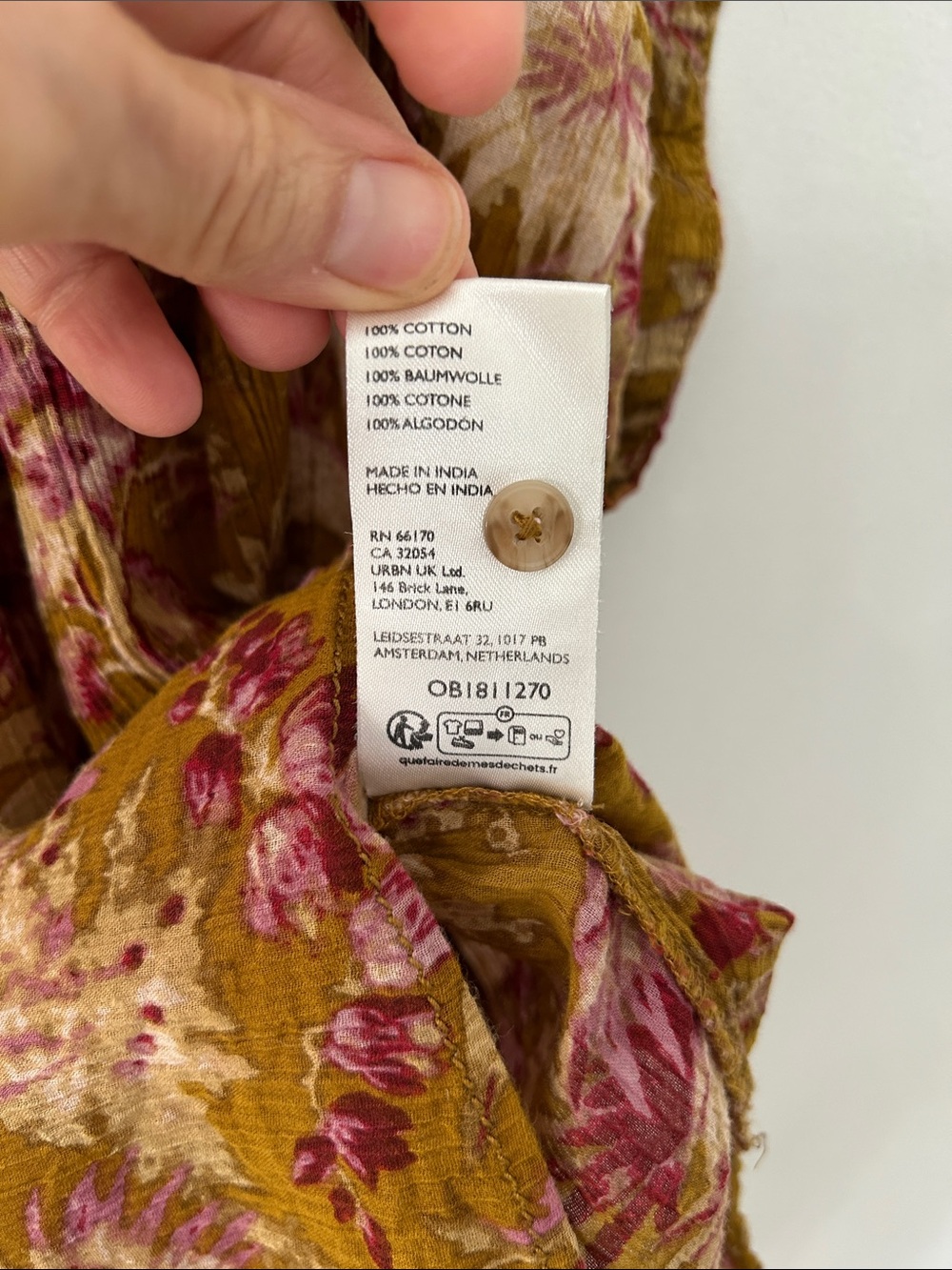 Pilcro Short Sleeved Batwing Button Blouse Mustard Pink Tropical Print Oversized - Picture 8 of 15